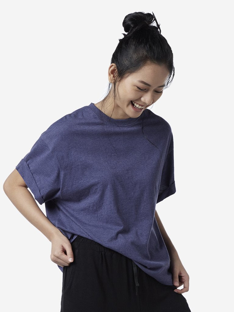 Wunderlove Dark Violet Oversized Solid T-Shirt