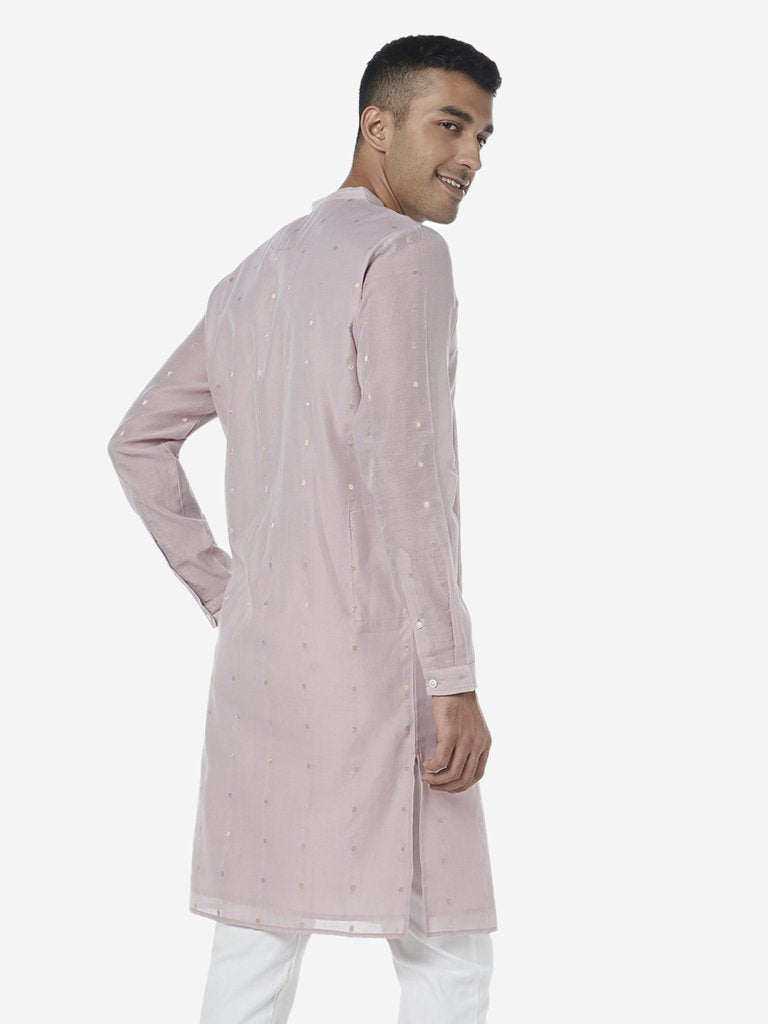 ETA Light Pink Polkadot Resort Fit Straight Kurta