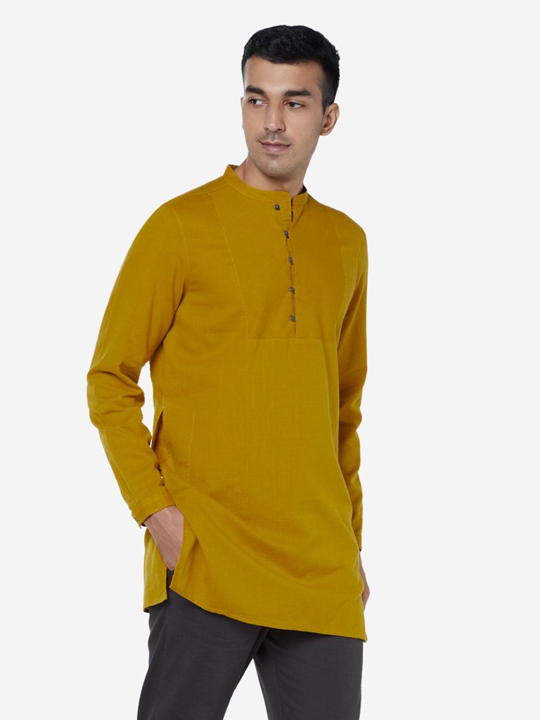 ETA Mustard Linen-Blend Resort Fit Kurta