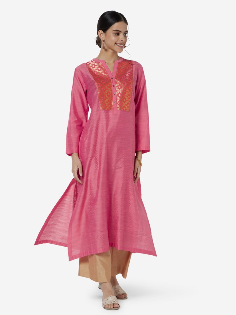 Utsa Pink A-line Kurta