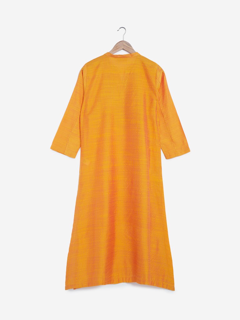 Utsa Yellow Printed A-line Kurta