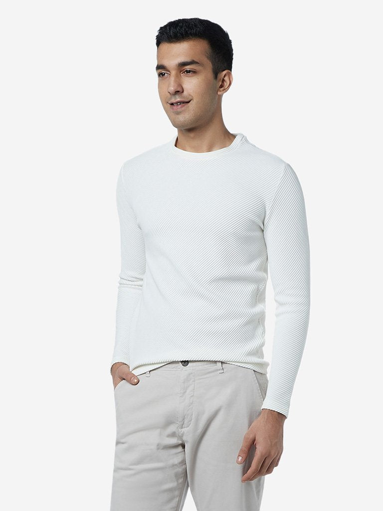 Ascot White Crewneck Slim Fit T-Shirt