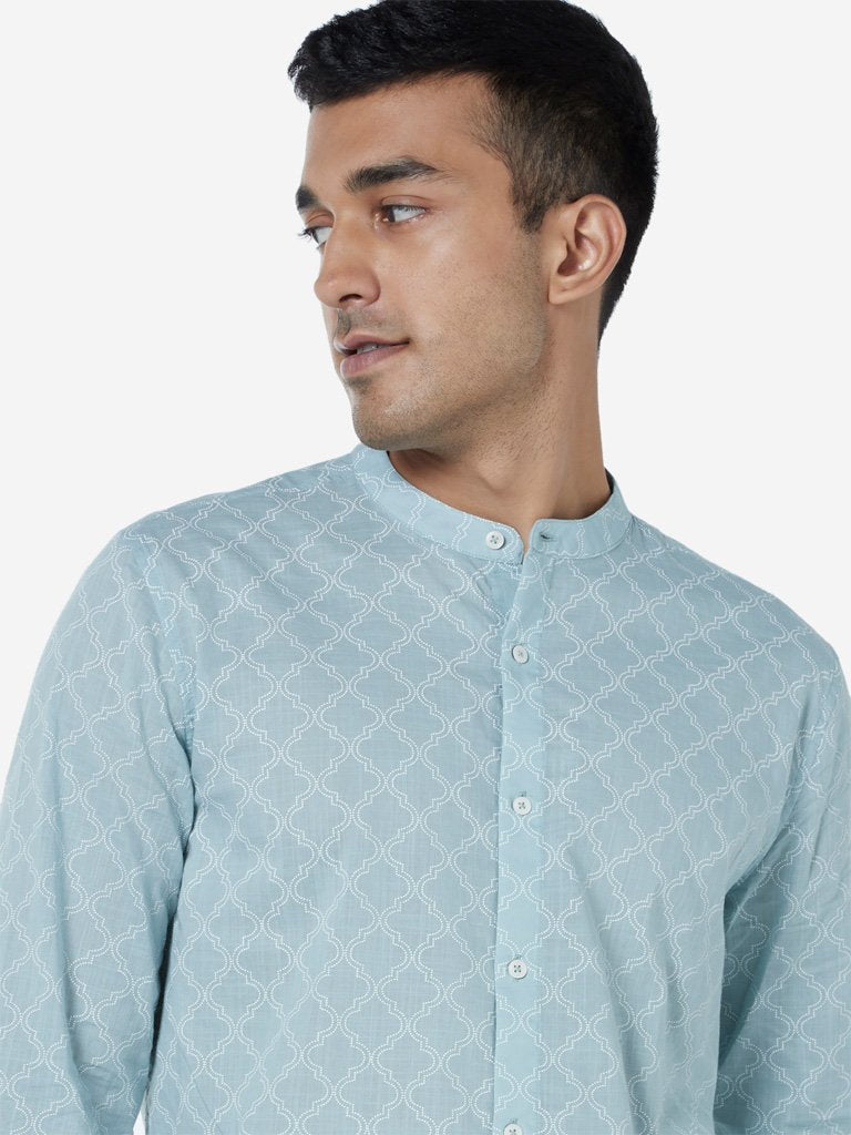 ETA Light Blue Printed Resort Fit Shirt