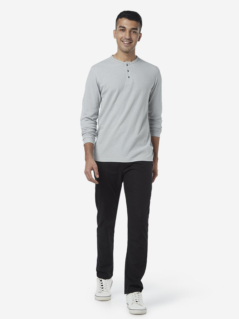 ETA Light Grey Pure Cotton Slim Fit T-Shirt