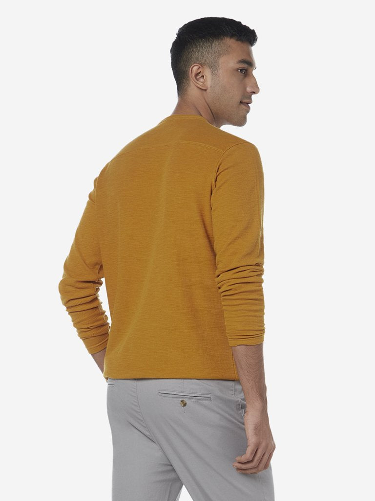 ETA Mustard Pure Cotton Slim Fit T-Shirt
