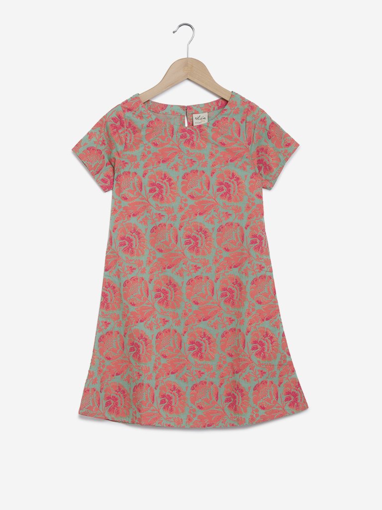 Utsa Kids Multi Oversized Floral Print Kurta