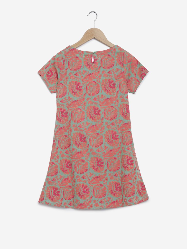 Utsa Kids Multi Oversized Floral Print Kurta