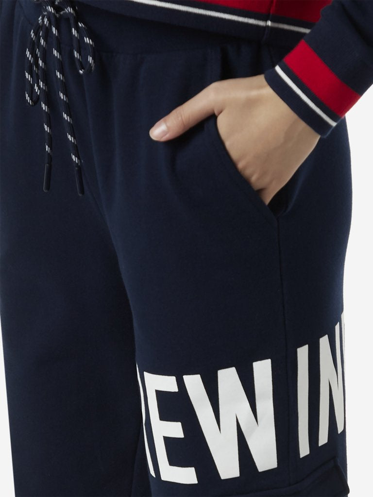 Studiofit Navy Text Pattern Joggers