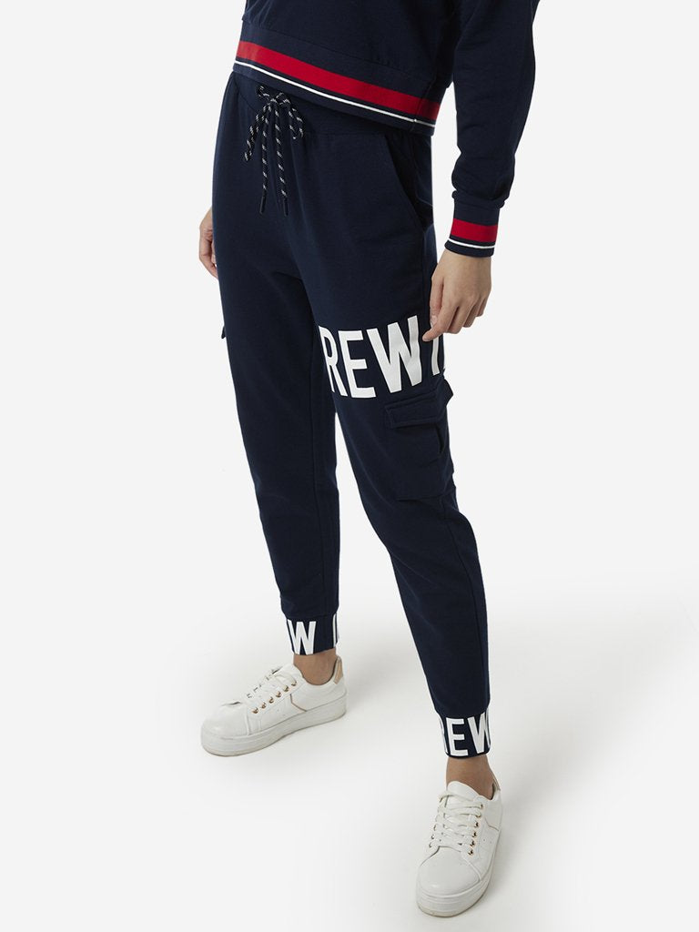 Studiofit Navy Text Pattern Joggers