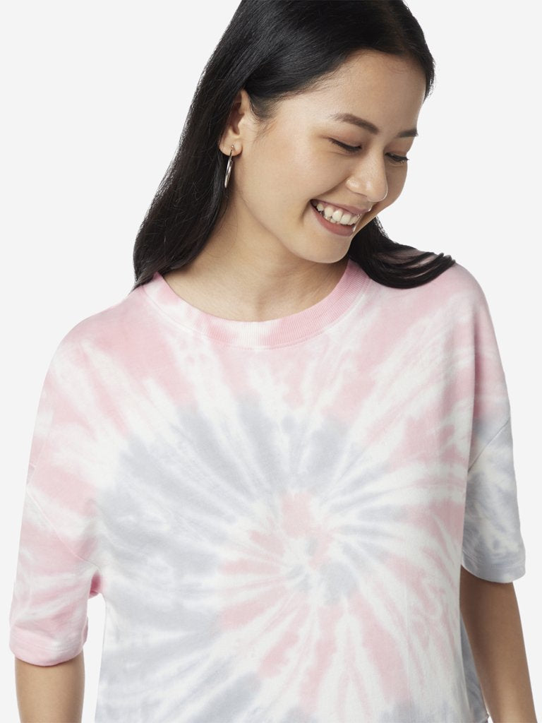 Studiofit Multicolour Tie-Dye Cropped T-Shirt