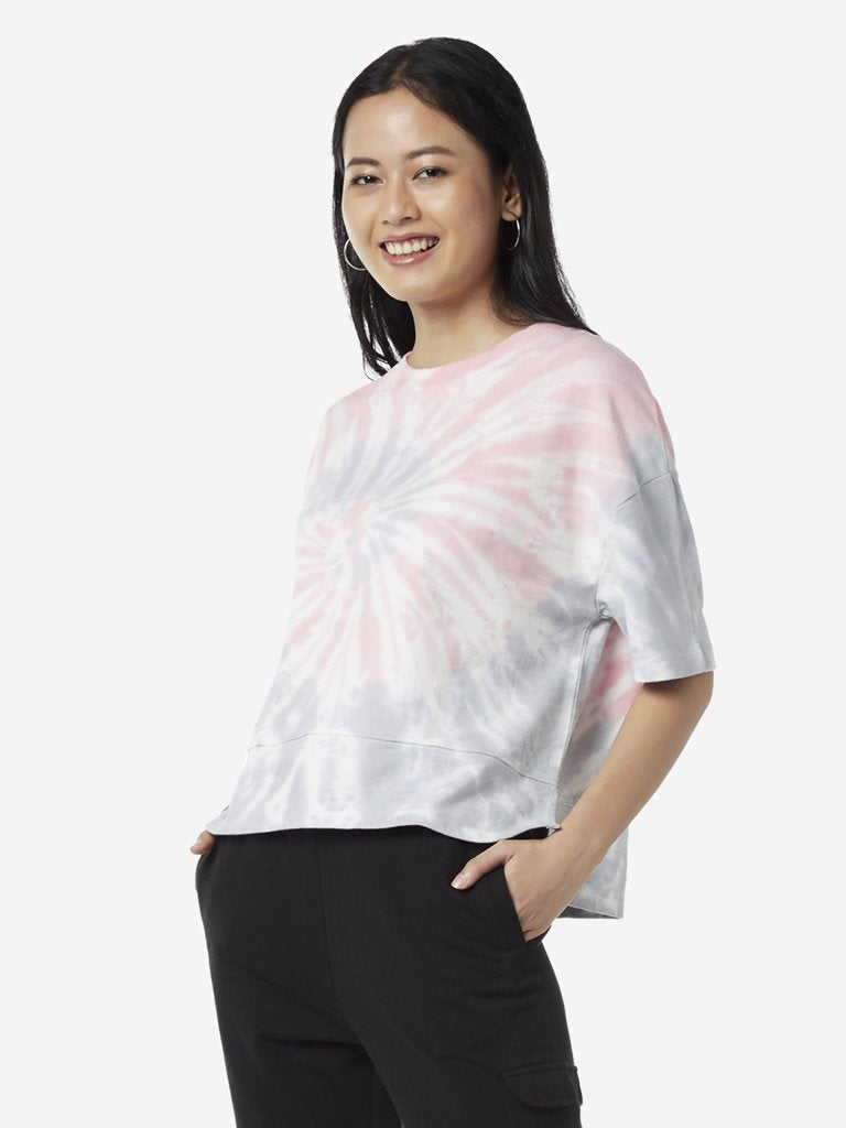 Studiofit Multicolour Tie-Dye Cropped T-Shirt