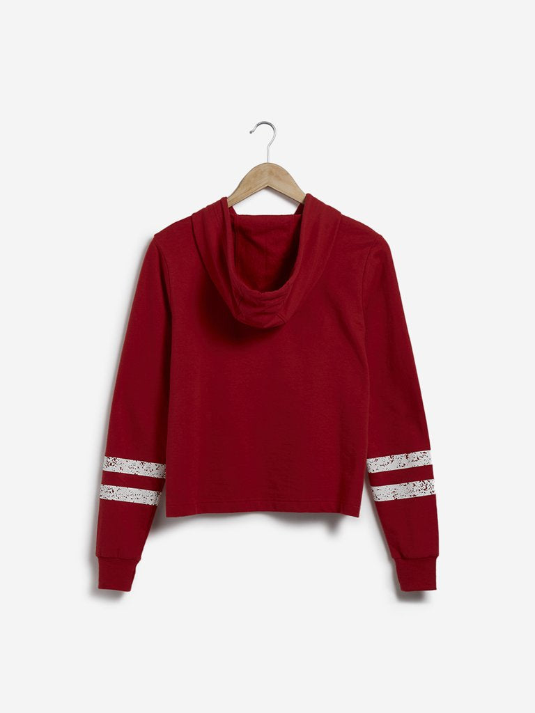 Studiofit Dark Orange Text Hooded Sweatshirt