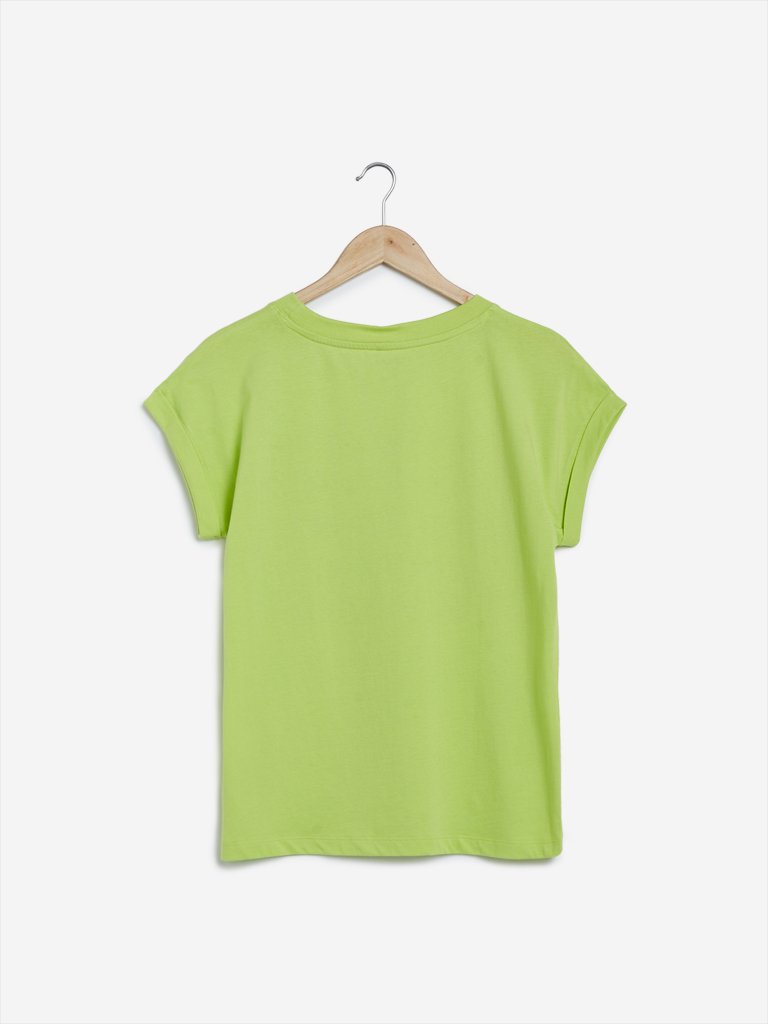 Studiofit Lime Text Printed Power T-Shirt