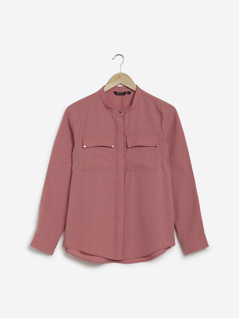 Wardrobe Dull Pink High-Low Bery Blouse
