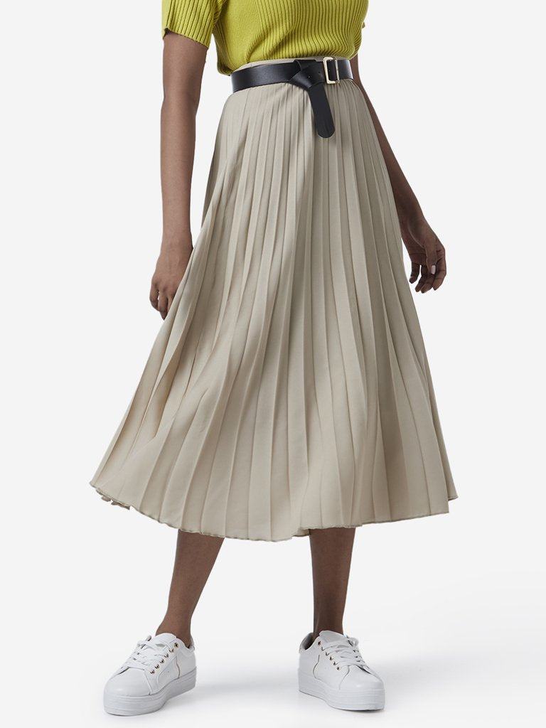 Wardrobe Beige Pleated Skirt