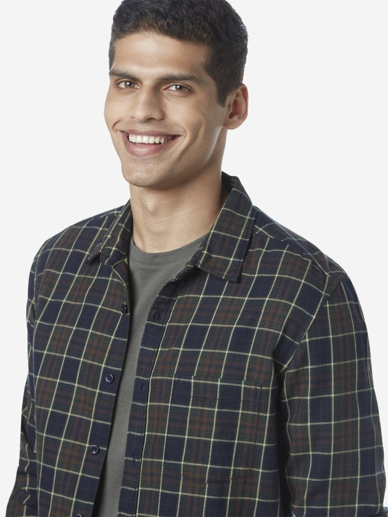 WES Casuals Dark Olive Cotton Slim Fit Shirt