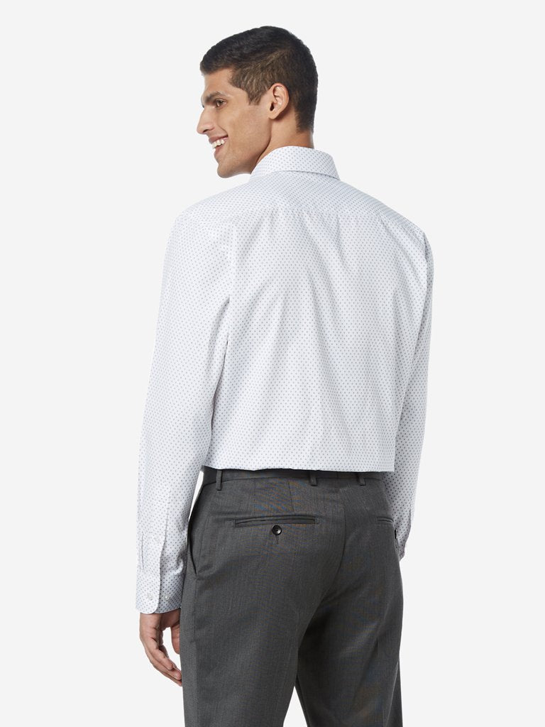 WES Formals White Printed Relaxed Fit Shirt