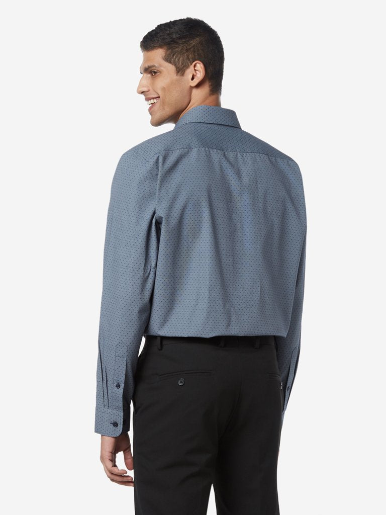 WES Formals Grey Printed Relaxed Fit Shirt