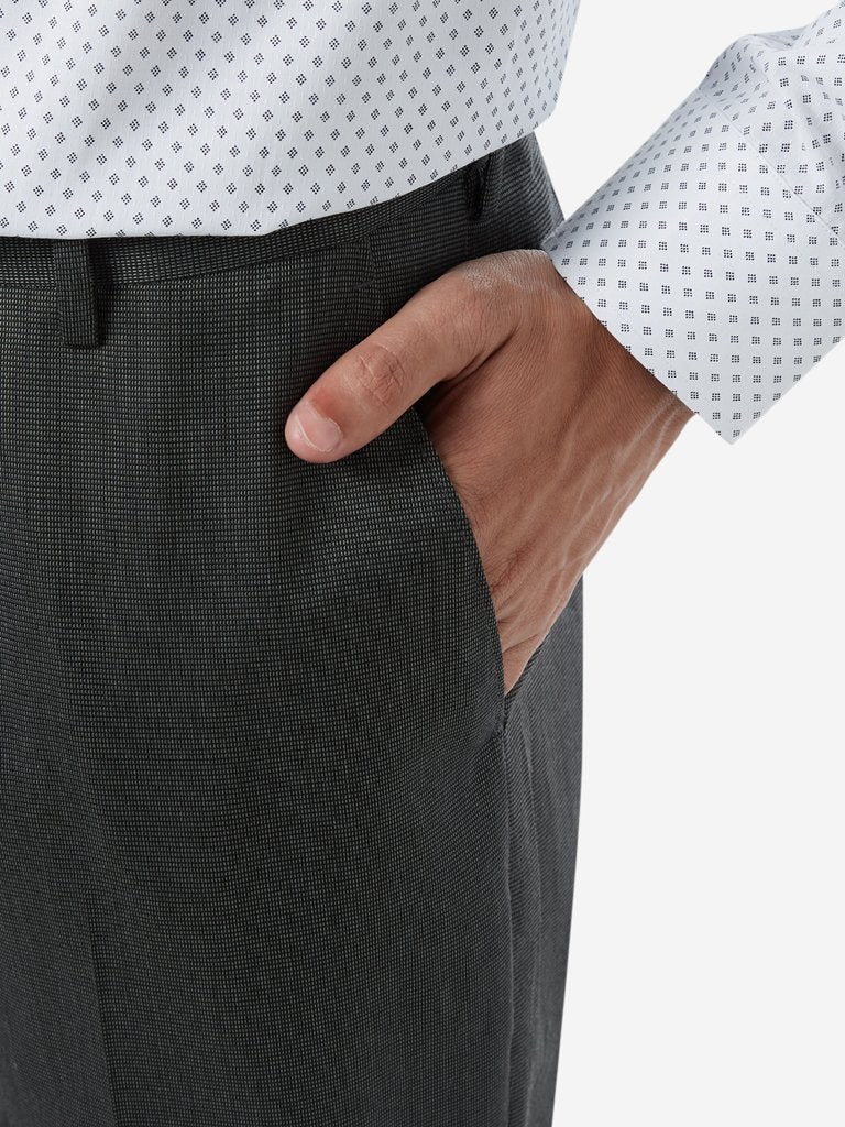 WES Formals Dark Grey Relaxed Fit Trousers