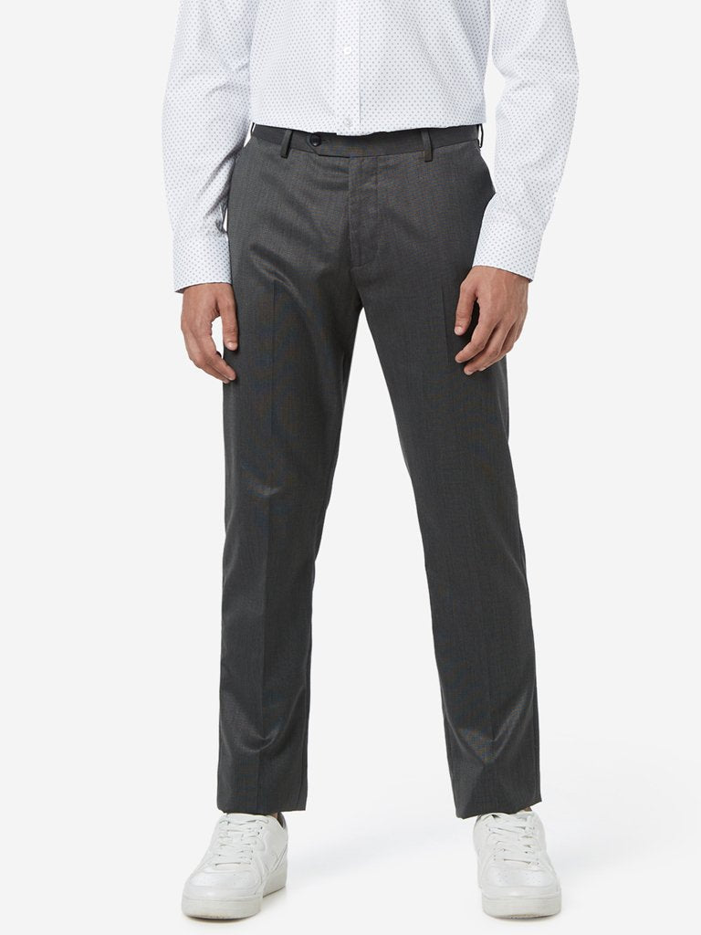 WES Formals Dark Grey Relaxed Fit Trousers