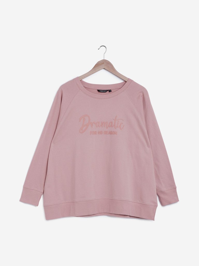 Sassy Soda Curves Pink Text Print Sweatshirt