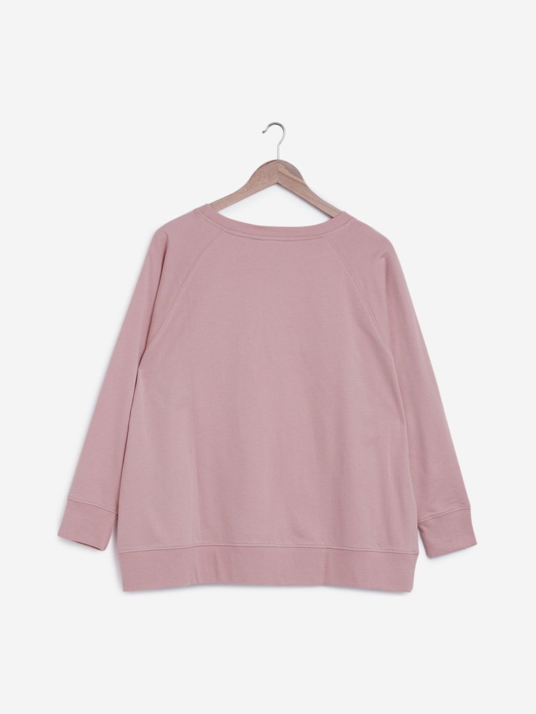 Sassy Soda Curves Pink Text Print Sweatshirt