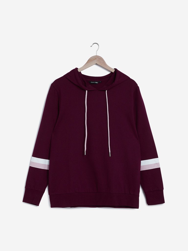 Sassy Soda Curves Wine Hooded Sweatshirt