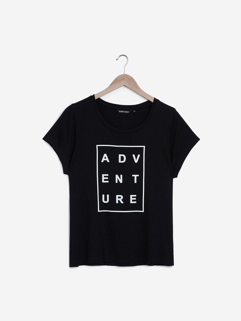 Sassy Soda Curves Black Edna Text Design T-Shirt