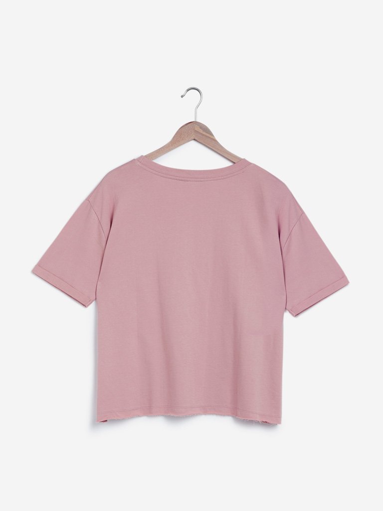 Sassy Soda Curves Pink Text Print T-Shirt