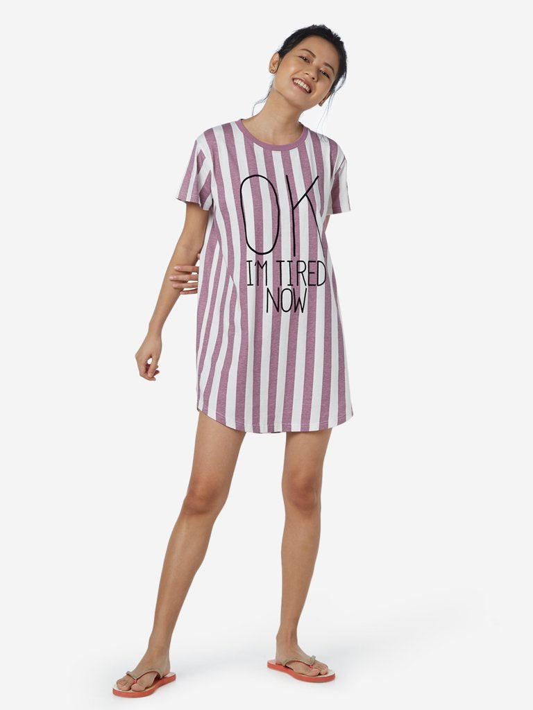 Wunderlove Dusty Pink Striped Nightdress