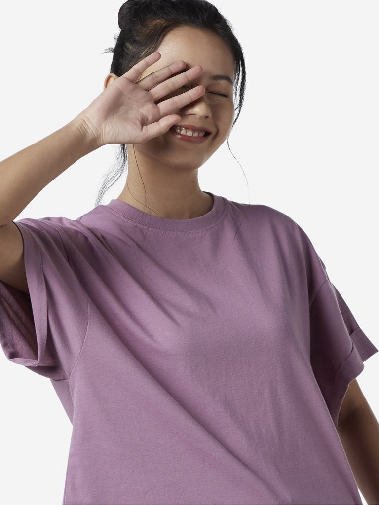 Wunderlove Lilac Oversized Solid T-Shirt