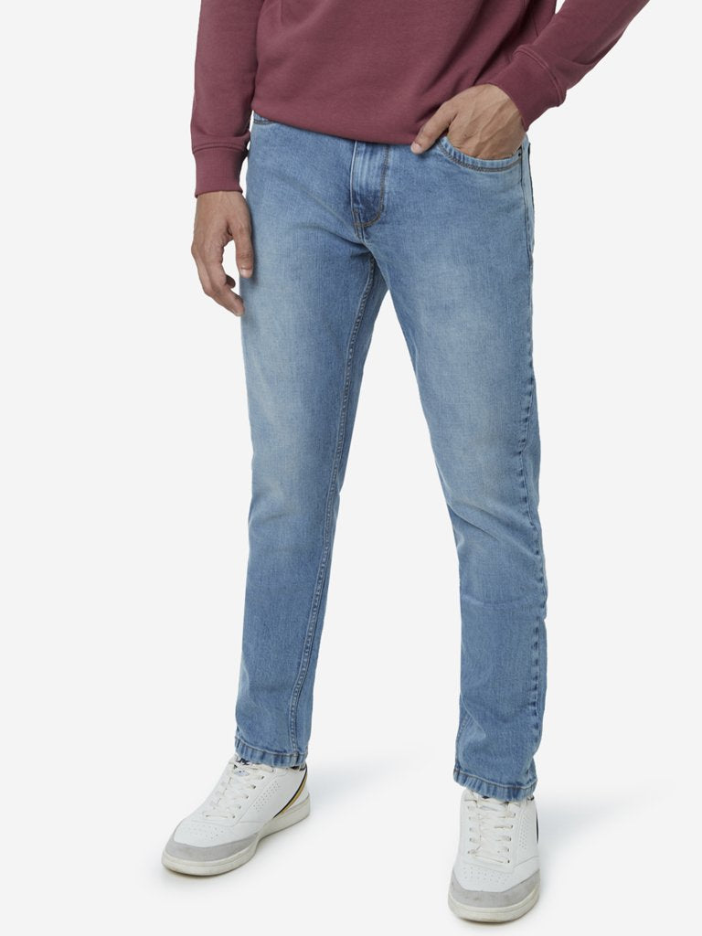 WES Casuals Light Blue Faded Slim Fit Jeans