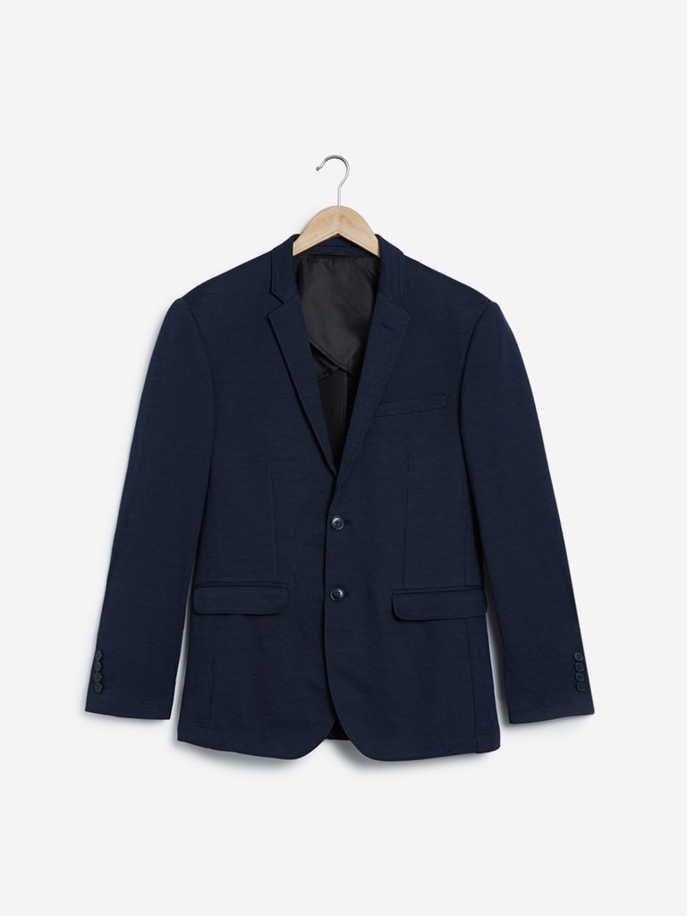 WES Formals Navy Slim Fit Jacket