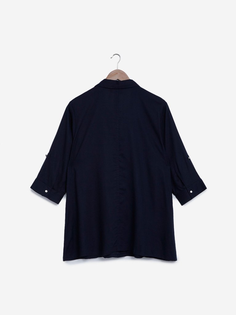 Gia Curves Navy Casual Shirt