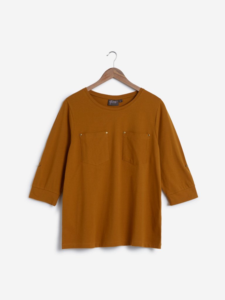 Gia Curve Ochre Dango Top