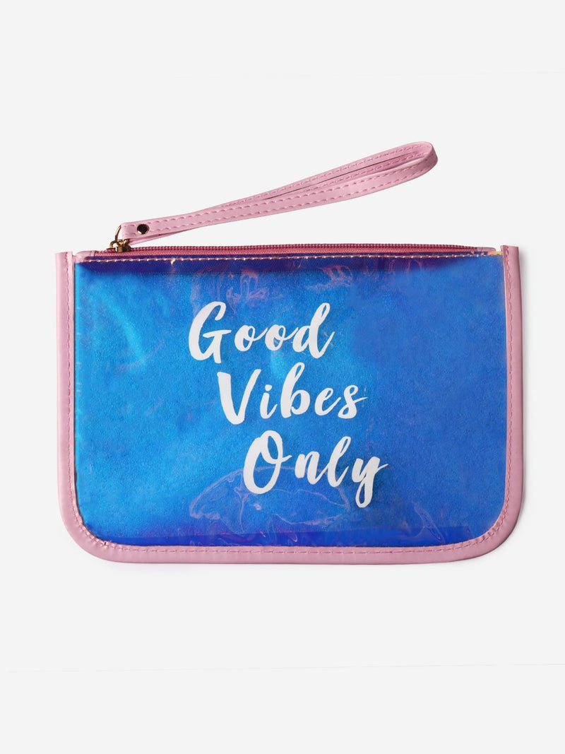 Studiowest Pink Holographic Good Vibes Only Pouch