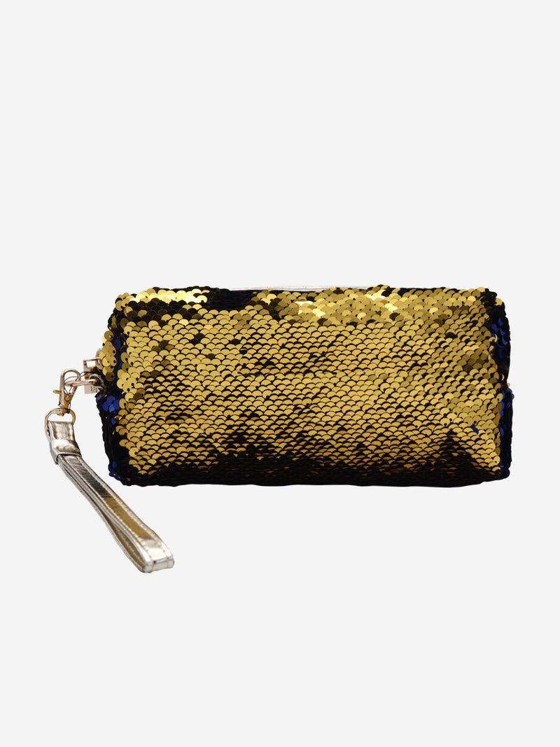 Studiowest Blue Gold Reversible Sequin Pouch